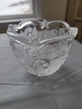 Mikasa Angel Pressed Glass Candleholder with Scalloped Rim